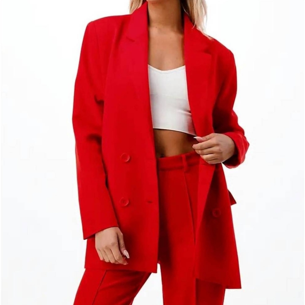 MNI Los Angeles Oversized Double Breasted Red Blazer Size Small NWOT